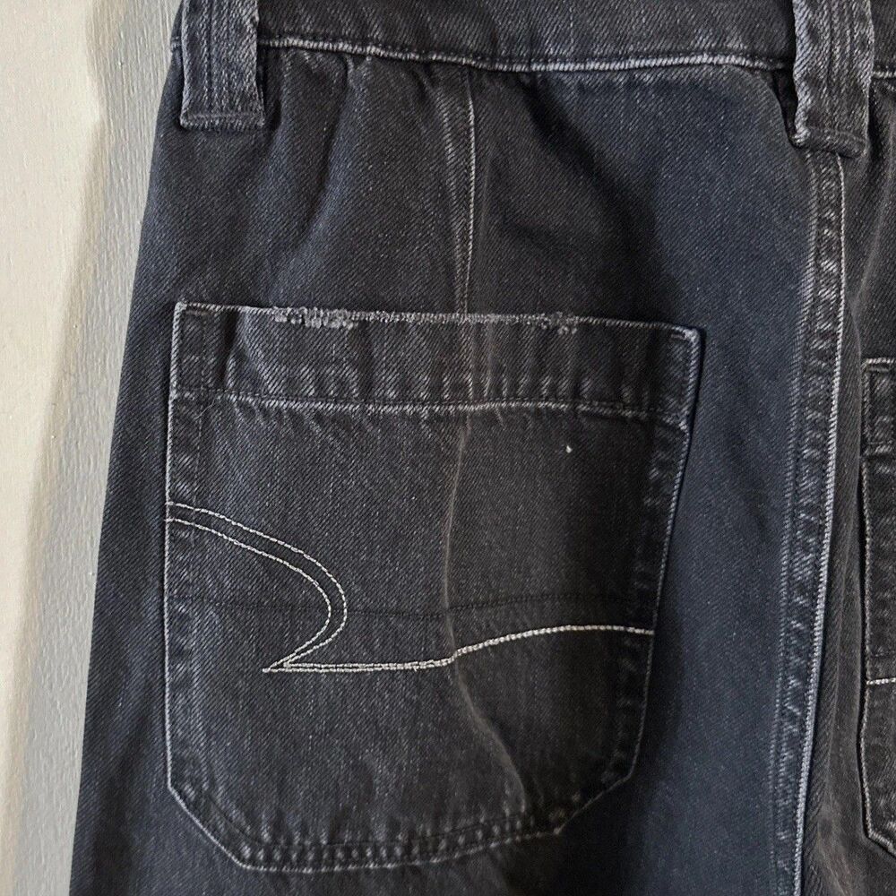 American Eagle Baggy Wide‎ Leg Jeans Womens 4 Black Bootcut Cargo Y2K Hi Rise - Picture 9 of 12